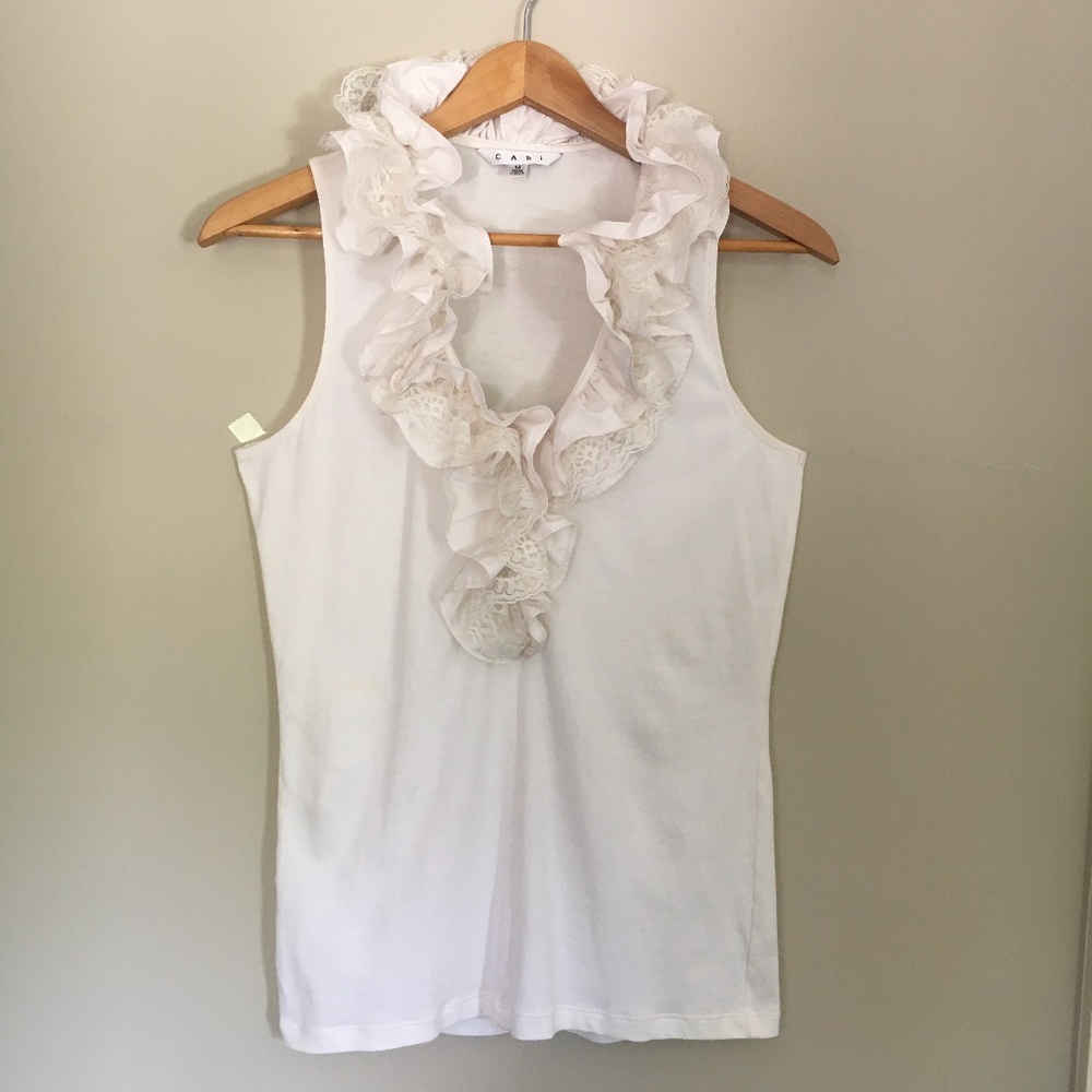 CAbi Ruffle Neck Sleeveless Tank Top